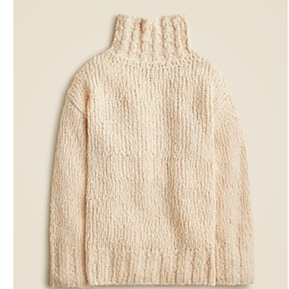 J. Crew Cream Chunky Knit Oversized Turtleneck Sweater